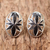 Coconut shell button earrings, 'Lotus Love' - Coconut shell button earrings