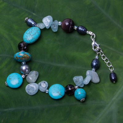 Multi-gemstone beaded bracelet, 'Sky Goddess' - Multi-Gemstone Beaded Bracelet