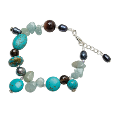 Multi-gemstone beaded bracelet, 'Sky Goddess' - Multi-Gemstone Beaded Bracelet