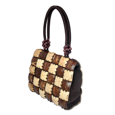 Coconut shell handbag, 'Natural Chic' - Handcrafted Thai Coconut Shell Handbag