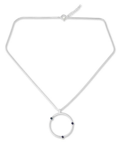 Sapphire pendant necklace, 'Blue Meteors' - Sterling Silver and Sapphire Pendant Necklace