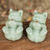 Celadon ceramic statuettes, 'Playful Kitties' (pair) - Celadon Ceramic Cat Statuettes (Pair) thumbail