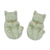Celadon ceramic statuettes, 'Playful Kitties' (pair) - Celadon Ceramic Cat Statuettes (Pair) (image 2a) thumbail