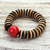 Coconut shell beaded bracelet, 'Cherry Coco' - Unique Coconut Shell Stretch Bracelet (image 2) thumbail