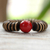 Coconut shell beaded bracelet, 'Cherry Coco' - Unique Coconut Shell Stretch Bracelet (image 2c) thumbail