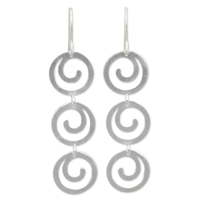 Sterling silver dangle earrings, 'Endless Energy' - Handcrafted Modern Sterling Silver Dangle Earrings