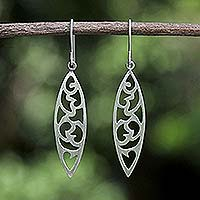 Sterling silver dangle earrings, 'Bold Nature' - Unique Modern Sterling Silver Dangle Earrings