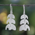 Sterling silver dangle earrings, 'Elephant Love' - Brushed Sterling Silver Dangle Earrings from Thailand thumbail