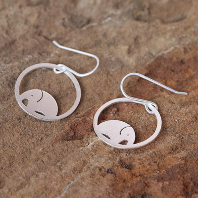 Sterling silver dangle earrings, 'Elephant Horizon' - Sterling Silver Dangle Earrings