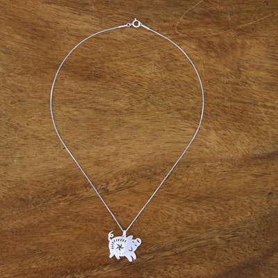 Sterling silver pendant necklace, 'Chinese Zodiac Pig' - Sterling silver pendant necklace