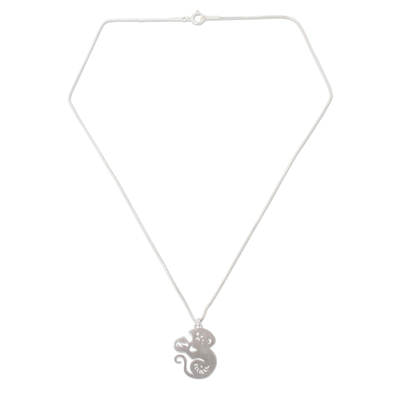 Sterling silver pendant necklace, 'Chinese Zodiac Monkey' - Sterling Silver Pendant Necklace