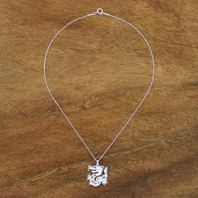 Sterling silver pendant necklace, 'Chinese Zodiac Dragon' - Sterling Silver Pendant Necklace