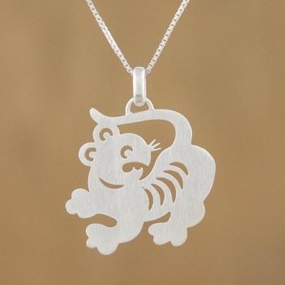 Sterling silver pendant necklace, 'Chinese Zodiac Tiger' - Sterling Silver Pendant Necklace