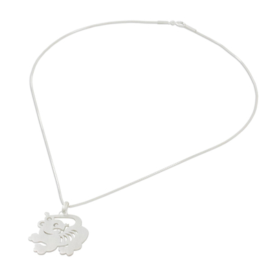 Sterling silver pendant necklace, 'Chinese Zodiac Tiger' - Sterling Silver Pendant Necklace