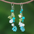 Pearl and peridot flower earrings, 'Symphony in Blue' - Pearl and Quartz Beaded Earrings (image 2) thumbail
