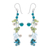 Pearl and peridot flower earrings, 'Symphony in Blue' - Pearl and Quartz Beaded Earrings thumbail