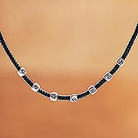 Silver flower necklace, 'Hill Tribe Fortunes'