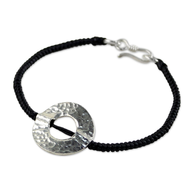 Silver pendant bracelet, 'Hill Tribe Moon' - Silver pendant bracelet