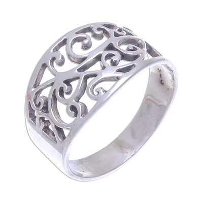 Unique Sterling Silver Band Ring from Thailand - Arabesque | NOVICA