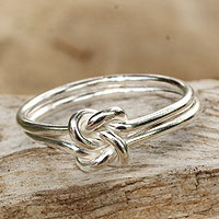 Sterling silver cocktail ring, 'What Knot' - Unique Sterling Silver Band Ring