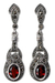 Marcasite and garnet dangle earrings, 'Rose Champagne' - Marcasite and Garnet Dangle Earrings from Thailand thumbail