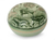 Celadon ceramic box, 'Luxurious Lotus' - Handcrafted Celadon Ceramic Decorative Box