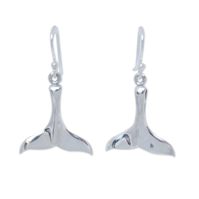 Sterling silver dangle earrings, 'Glistening Whale' - Sterling Silver Dangle Earrings from Thailand