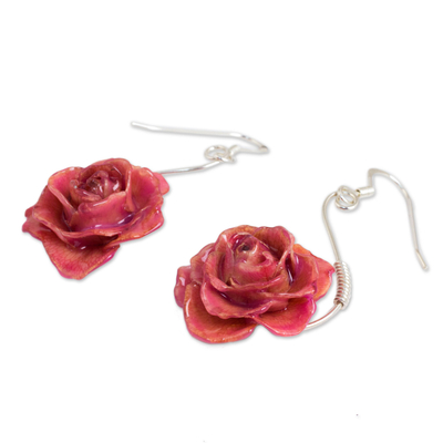 Natürliche Rosenblüten-Ohrringe - natürliche Rosenblüten-Ohrringe
