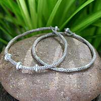 Silver braided bracelets, 'Ethnic Legacies' (pair) - Silver braided bracelets (Pair)