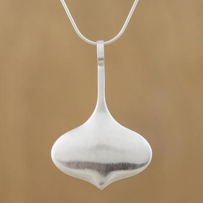 Sterling silver pendant necklace, 'Winter Song' - Unique Modern Sterling Silver Pendant Necklace from Thailand