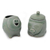 Azucarero y crema de cerámica de celadón, 'Piggy Cheer' (pareja) - Azucarero y crema de cerámica de celadón (par)