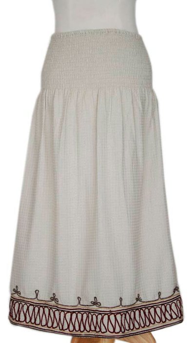 Cotton skirt, 'Leisure' - Fair Trade Embroidered Cotton Skirt from Thailand