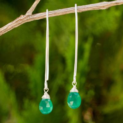 Chalcedony dangle earrings, 'Sublime' - Unique Chalcedony Silver Earrings
