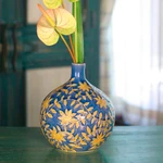 Celadon ceramic vase, 'Golden Jasmine' - Handcrafted Celadon Ceramic Vase from Thailand