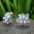 Pearl flower earrings, 'Pink Blossom' - Pearl flower earrings thumbail