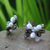Pearl and garnet flower earrings, 'Night Blossom' - Pearl and garnet flower earrings thumbail
