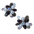 Pearl and garnet flower earrings, 'Night Blossom' - Pearl and garnet flower earrings (image 2a) thumbail