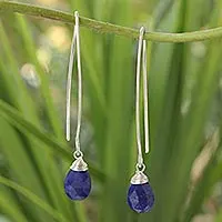 Lapis lazuli dangle earrings, 'Sublime' - Sterling Silver and Lapis Lazuli Dangle Earrings