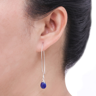 Lapis lazuli dangle earrings, 'Sublime' - Sterling Silver and Lapis Lazuli Dangle Earrings