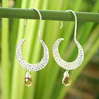 Citrine dangle earrings, 'Moon Smile' - Citrine dangle earrings