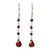Garnet dangle earrings, 'Lady' - Hand Crafted Sterling Silver and Garnet Earrings (image 2a) thumbail