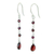 Garnet dangle earrings, 'Lady' - Hand Crafted Sterling Silver and Garnet Earrings (image 2c) thumbail