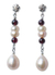 Pearl and garnet dangle earrings, 'Romantic Thai' - Pearl and garnet dangle earrings thumbail
