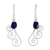 Lapis lazuli dangle earrings, 'Chiang Mai Dew' - Artisan Crafted Sterling Silver and Lapis Lazuli Earrings thumbail