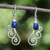 Lapis lazuli dangle earrings, 'Chiang Mai Dew' - Artisan Crafted Sterling Silver and Lapis Lazuli Earrings (image 2b) thumbail