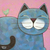 '¿Cómo estás?' - Pintura acrílica naif de un gato gris azulado de Tailandia