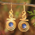 Gold plated lapis lazuli dangle earrings, 'Follow the Dream' - Hand Crafted Lapis Lazuli and 24k Gold Plated Brass Earrings (image 2) thumbail