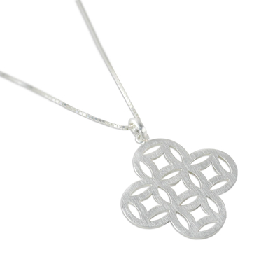 Sterling silver pendant necklace, 'Rings' - Handcrafted Modern Sterling Silver Pendant Necklace