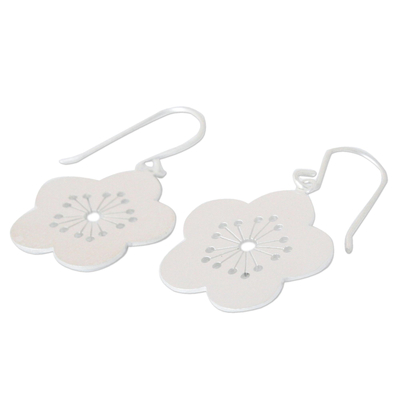 Sterling silver flower earrings, 'Plum Blossom Spring' - Sterling Silver Flower Earrings