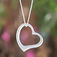 Sterling silver pendant necklace, 'Living Love' - Fair Trade Heart Shaped Sterling Silver Pendant Necklace